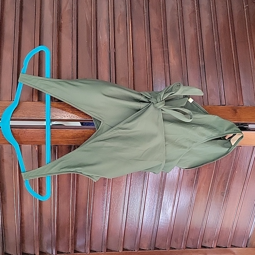 summersalt Olive Green Wrap One-Piece Swimsuit